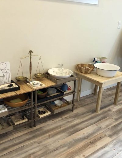 Montessori classroom measuring table