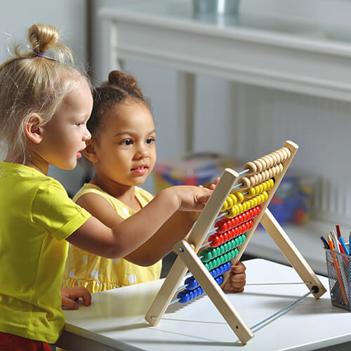 children playing abacus