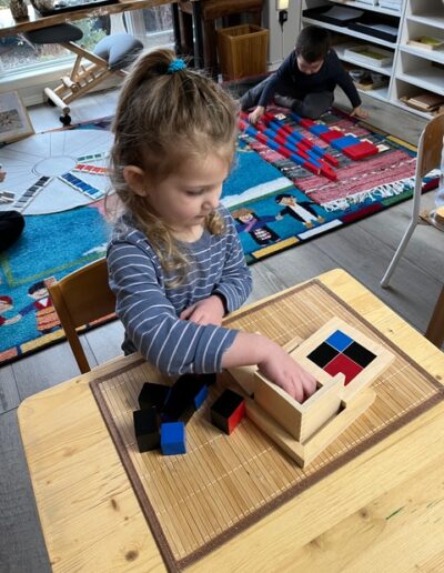 Coronation Montessori working with colour blocks